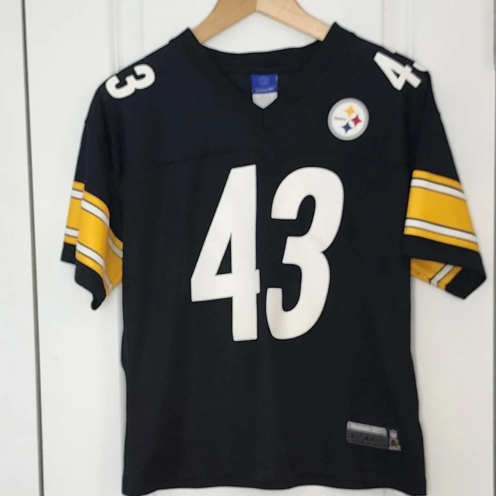 Reebok Steelers Polamalu 43 NFL Football Jersey Black Gold Youth M - Picture 1 of 6